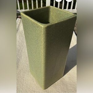 Vintage Green Speckled Ceramic Square Vase